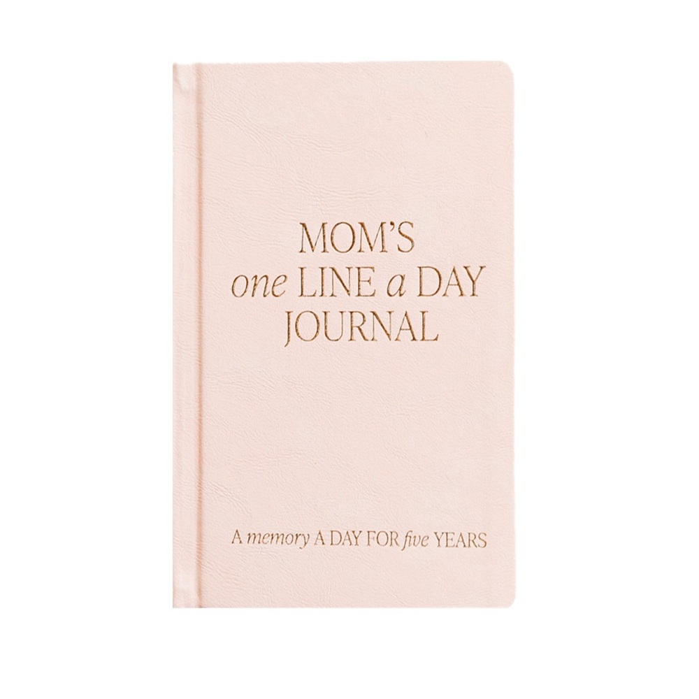 NWT: Mom's One Line A Day • Light Pink Leather Journal with Gold Foil Details